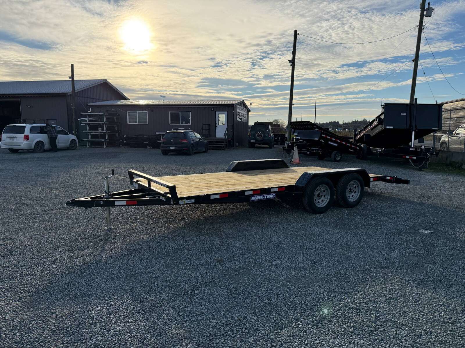 Photo of 2025 Suretrac 7x18 Car Hauler Flat Deck Trailer W/ Dovetail & Slide In Ramps 7000lb GVW