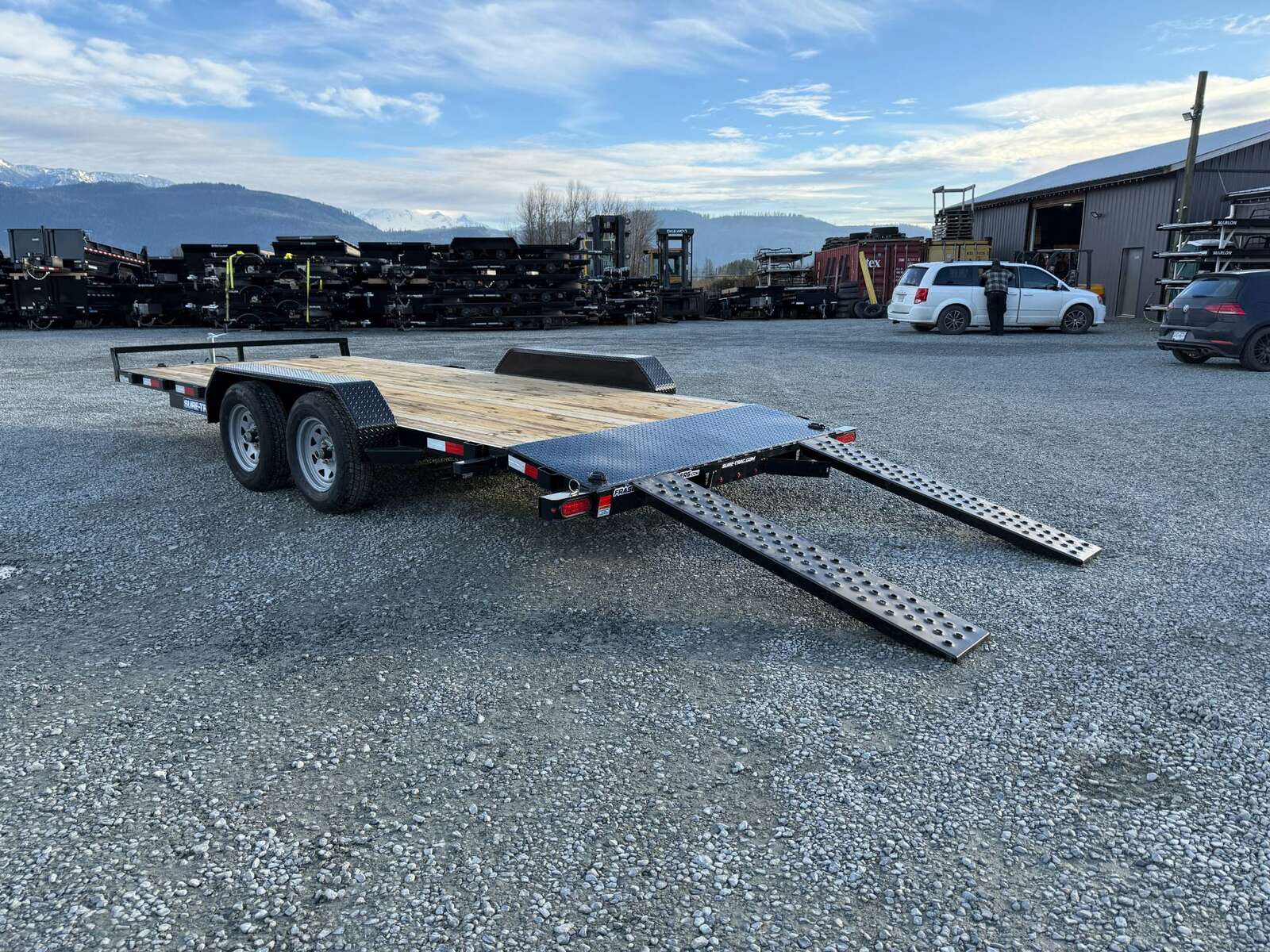 Photo of 2025 Suretrac 7x18 Car Hauler Flat Deck Trailer W/ Dovetail & Slide In Ramps 7000lb GVW