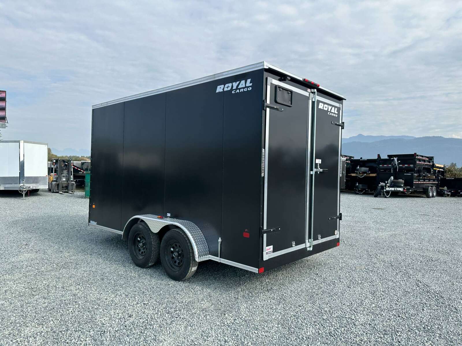 Photo of 2025 Royal Cargo 7X14 V Nose 7700LB GVW BARN DOORS Black Enclosed Cargo Trailer Extra Tall