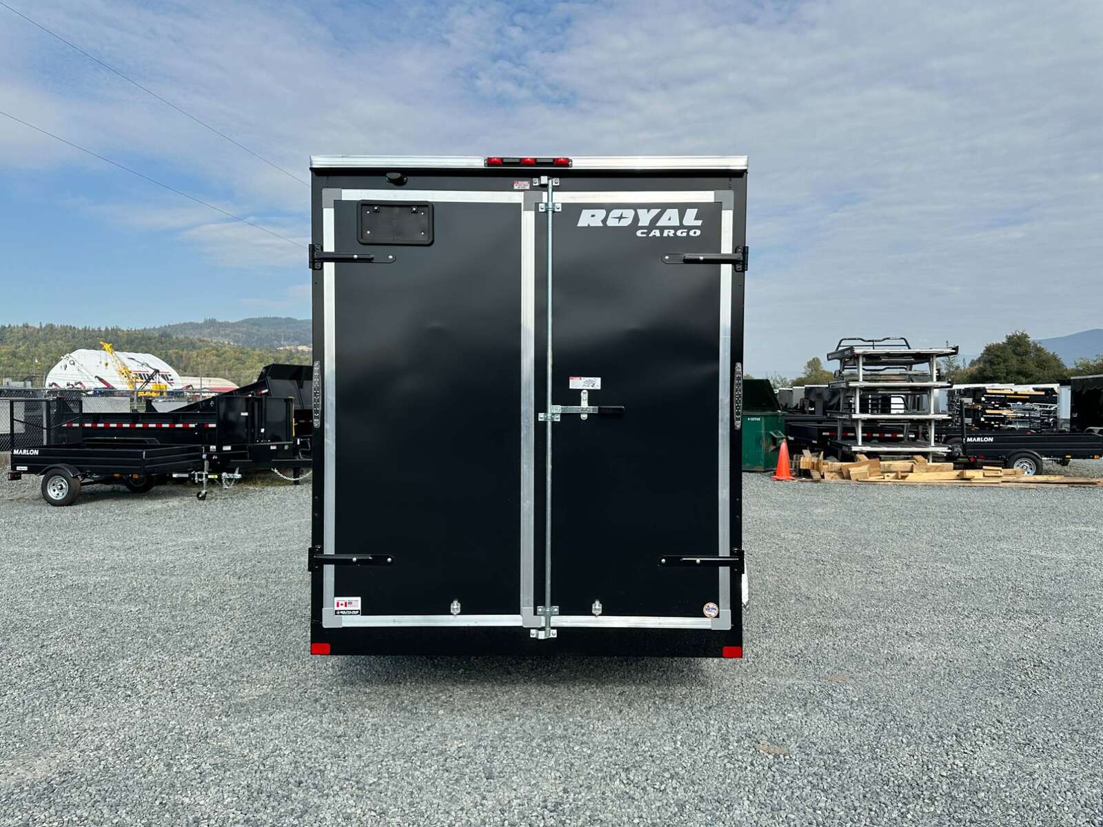 Photo of 2025 Royal Cargo 7X14 V Nose 7700LB GVW BARN DOORS Black Enclosed Cargo Trailer Extra Tall