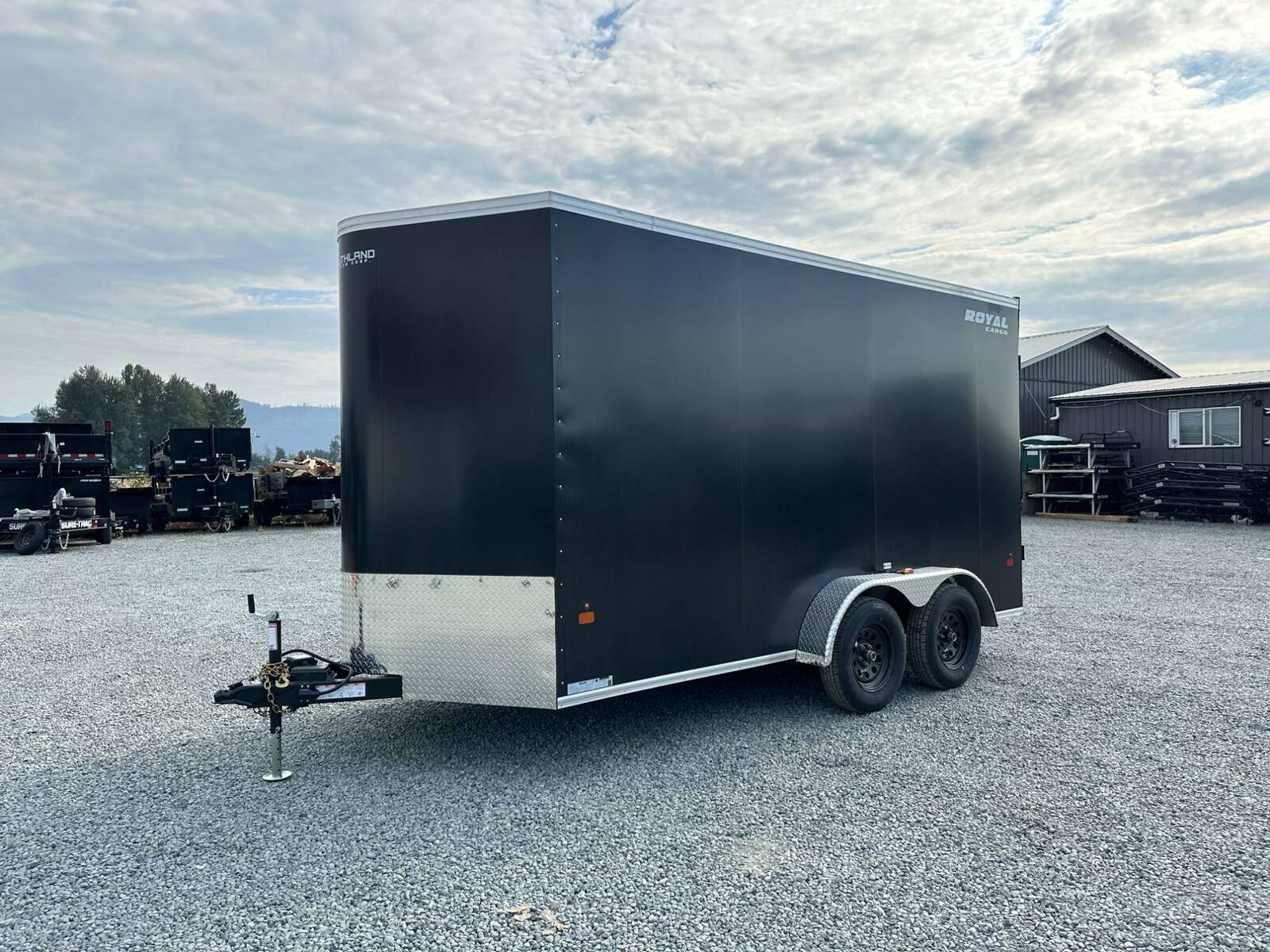 Photo of 2025 Royal Cargo 7X14 V Nose 7700LB GVW BARN DOORS Black Enclosed Cargo Trailer Extra Tall