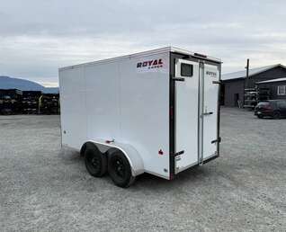 Thumbnail Photo of 2025 Royal Cargo 6x12 Enclosed Trailer Tandem Axle Rear Barn Doors White 7700lbs GVW