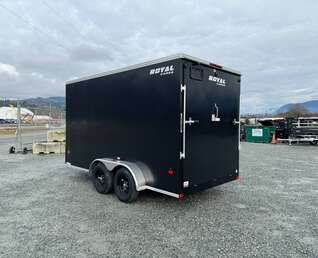 Thumbnail Photo of 2025 Royal Cargo 7X14 V Nose 7700LB GVW RAMP DOOR Black Enclosed Cargo Trailer Extra Tall