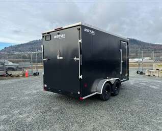 Thumbnail Photo of 2025 Royal Cargo 7X14 V Nose 7700LB GVW RAMP DOOR Black Enclosed Cargo Trailer Extra Tall