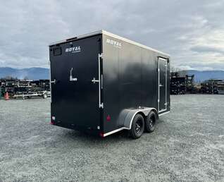 Thumbnail Photo of 2025 Royal Cargo 7X14 V Nose 7700LB GVW RAMP DOOR Black Enclosed Cargo Trailer Extra Tall