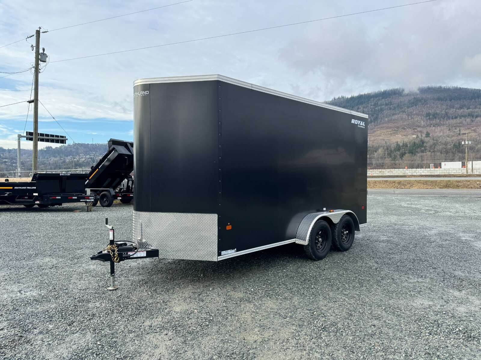 Photo of 2025 Royal Cargo 7X14 V Nose 7700LB GVW RAMP DOOR Black Enclosed Cargo Trailer Extra Tall