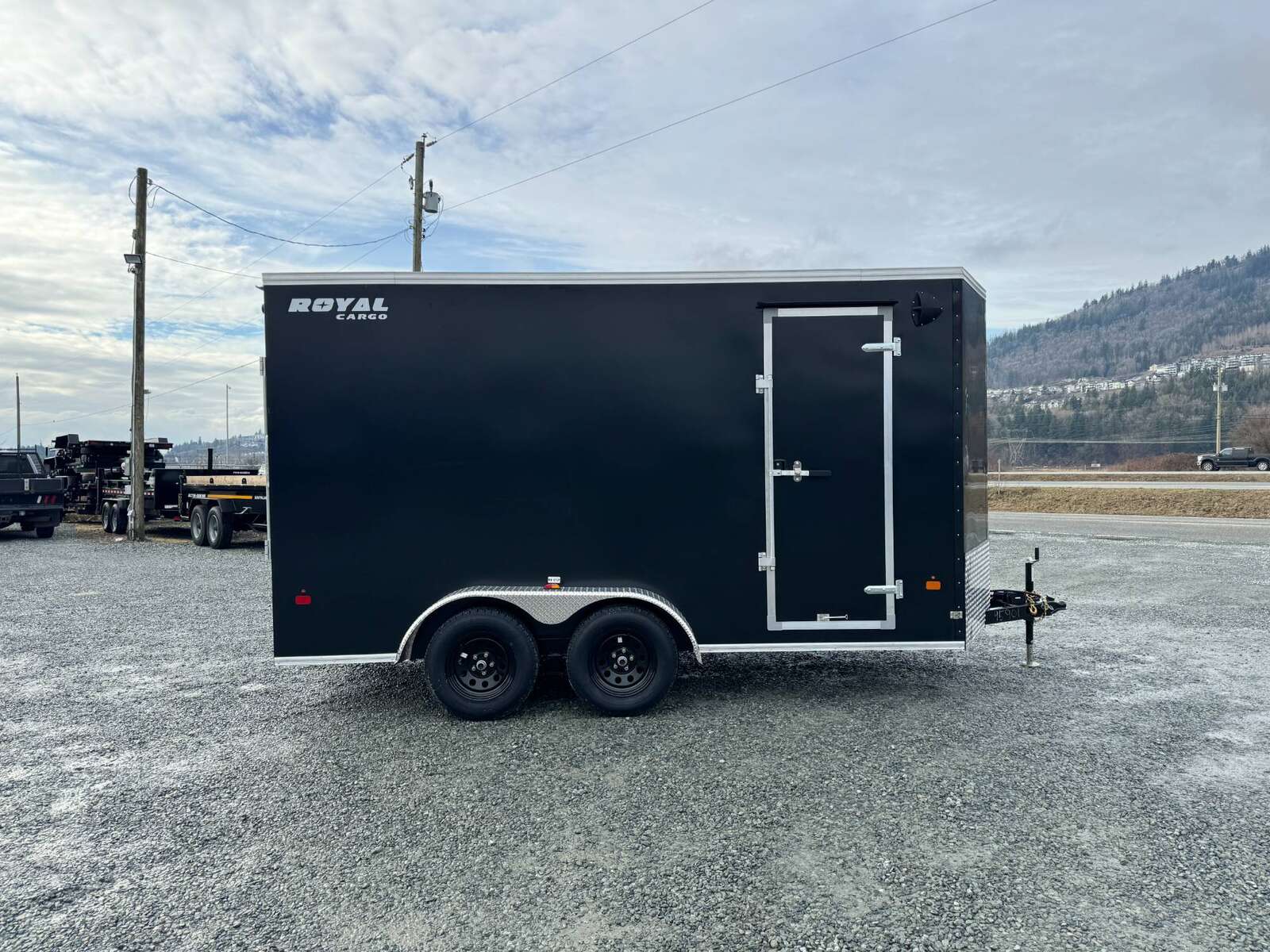 Photo of 2025 Royal Cargo 7X14 V Nose 7700LB GVW RAMP DOOR Black Enclosed Cargo Trailer Extra Tall