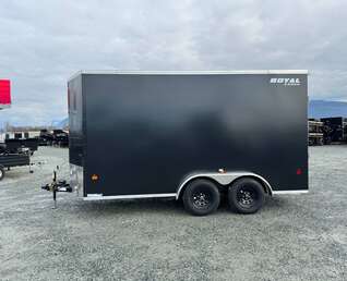 Thumbnail Photo of 2025 Royal Cargo 7X14 V Nose 7700LB GVW RAMP DOOR Black Enclosed Cargo Trailer Extra Tall