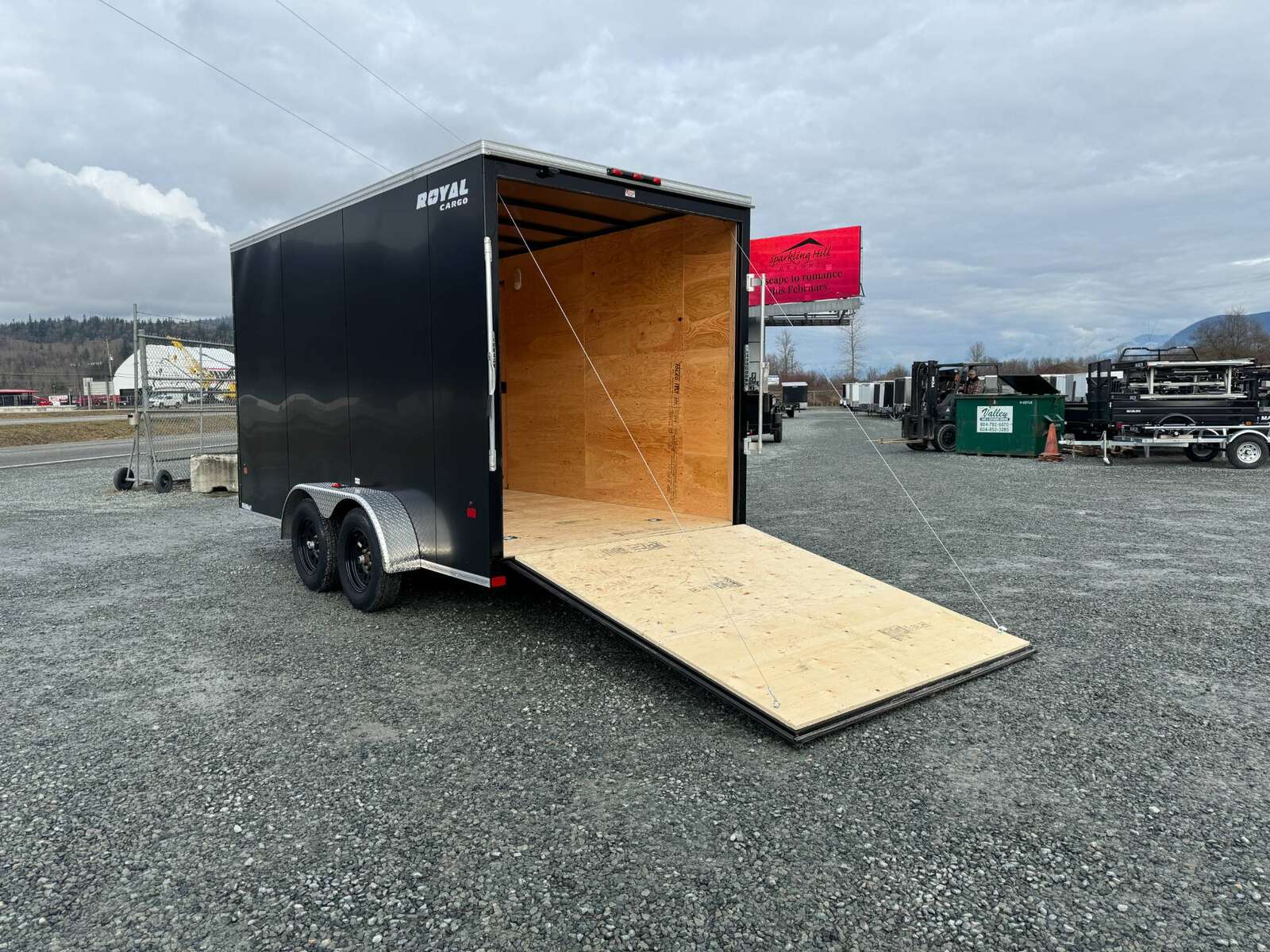 Photo of 2025 Royal Cargo 7X14 V Nose 7700LB GVW RAMP DOOR Black Enclosed Cargo Trailer Extra Tall