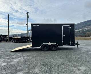 Thumbnail Photo of 2025 Royal Cargo 7X14 V Nose 7700LB GVW RAMP DOOR Black Enclosed Cargo Trailer Extra Tall