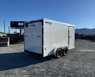 Thumbnail Photo of 2025 Royal Cargo 7X14 V Nose 7700LB GVW RAMP DOOR White Enclosed Cargo Trailer 78in Height