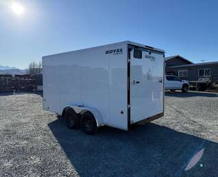 Thumbnail Photo of 2025 Royal Cargo 7X14 V Nose 7700LB GVW RAMP DOOR White Enclosed Cargo Trailer 78in Height