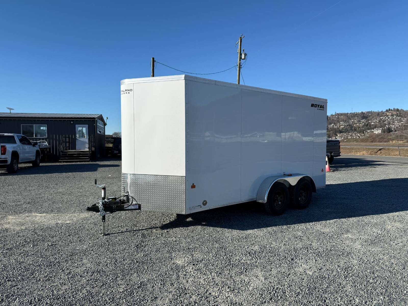 Photo of 2025 Royal Cargo 7X14 V Nose 7700LB GVW RAMP DOOR White Enclosed Cargo Trailer 78in Height