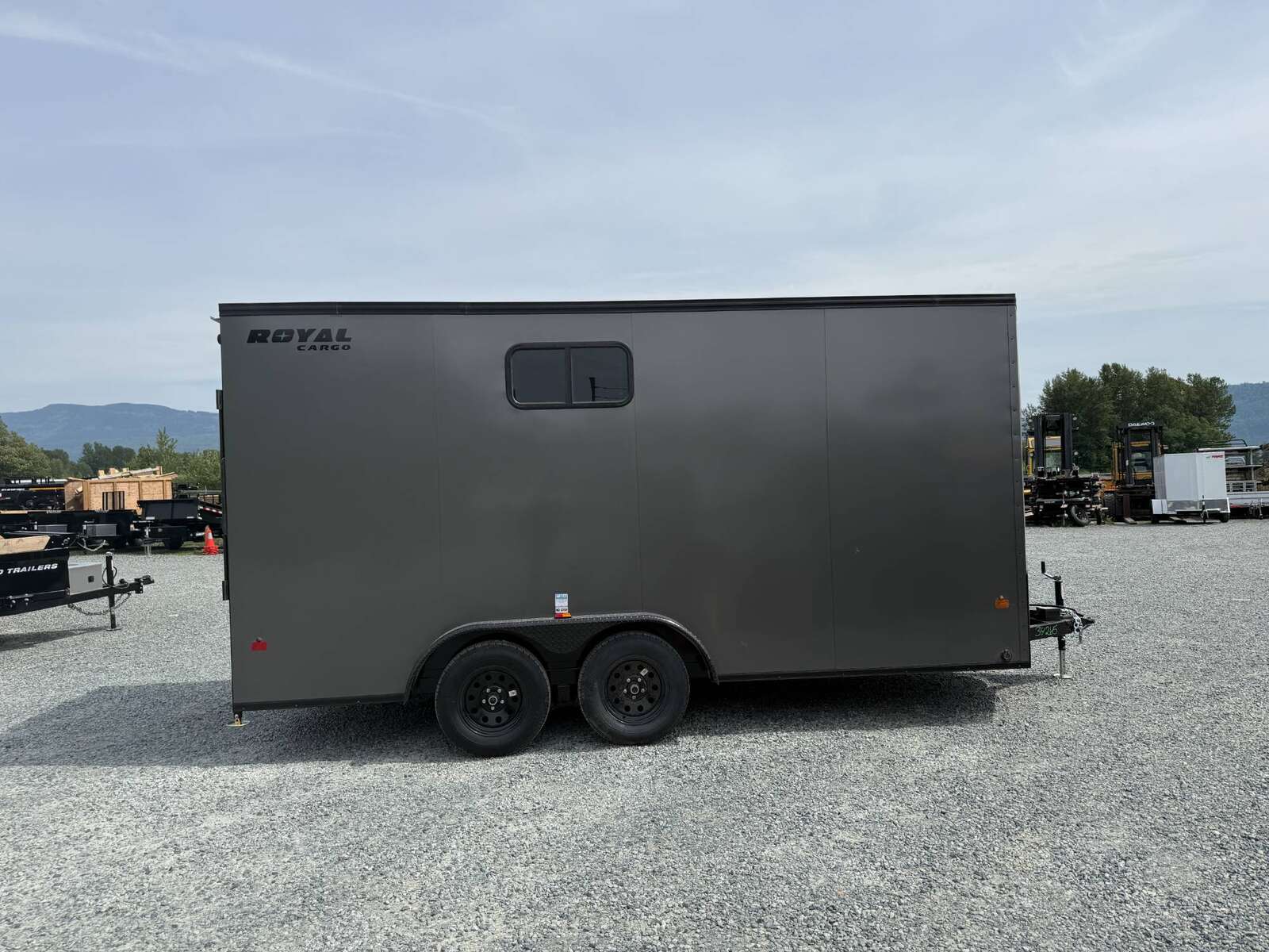 Photo of 2026 Royal 7.5X16 Cargo / Enclosed Trailer Camping Package w/ Window & Power Port RAMP DOOR EXTRA HEIGHT Charcoal Grey 7700lb GVW