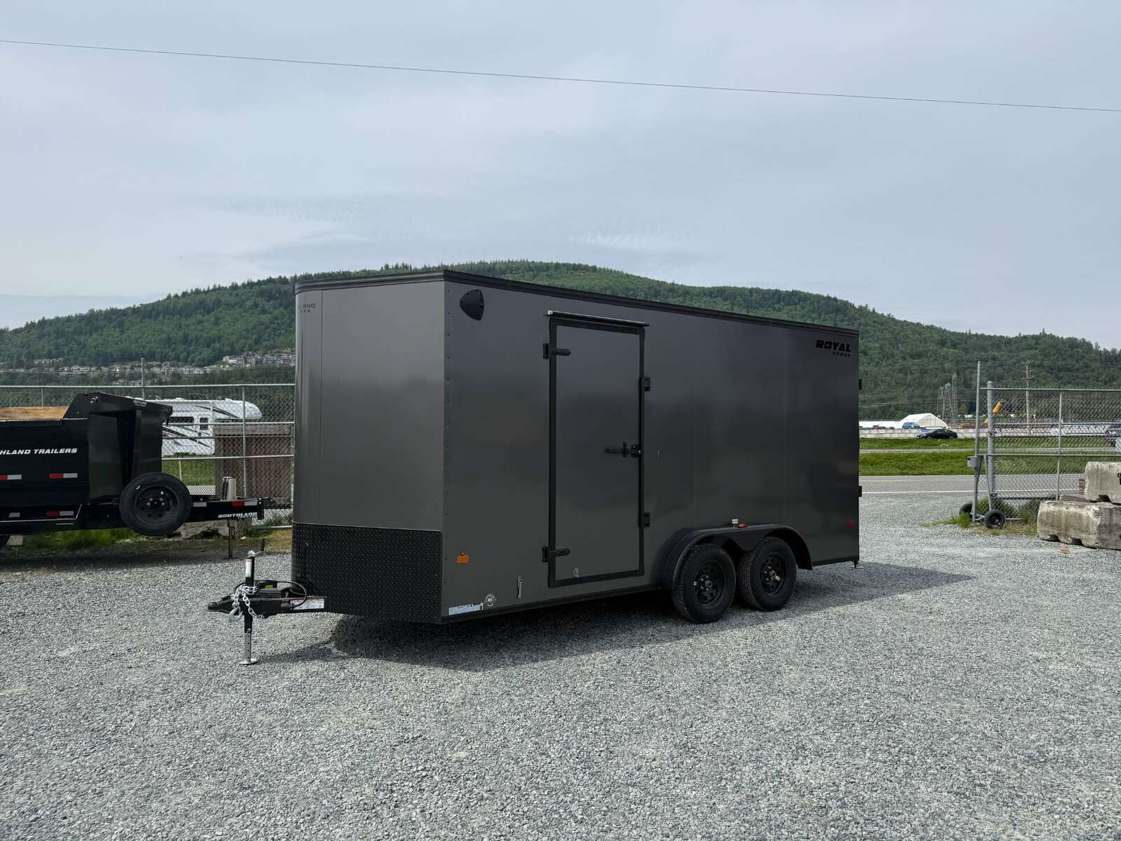 Photo of 2026 Royal 7.5X16 Cargo / Enclosed Trailer Camping Package w/ Window & Power Port RAMP DOOR EXTRA HEIGHT Charcoal Grey 7700lb GVW