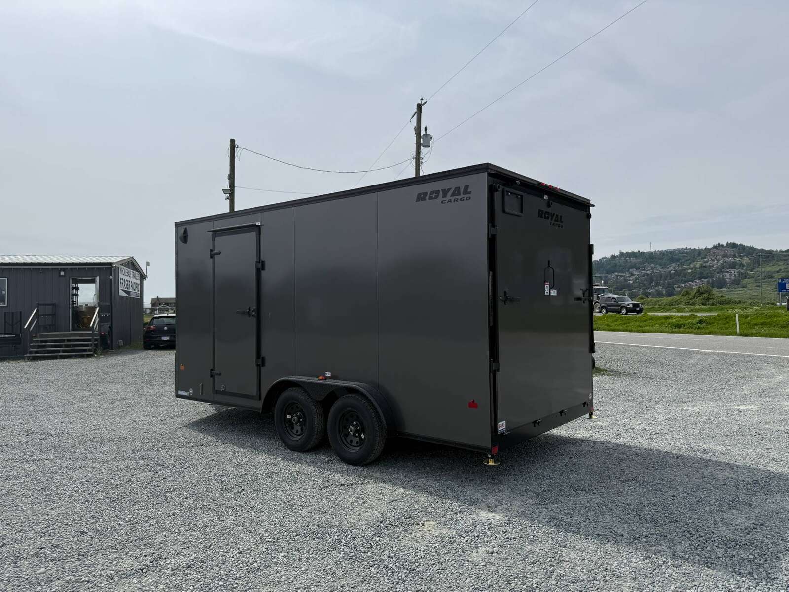Photo of 2026 Royal 7.5X16 Cargo / Enclosed Trailer Camping Package w/ Window & Power Port RAMP DOOR EXTRA HEIGHT Charcoal Grey 7700lb GVW