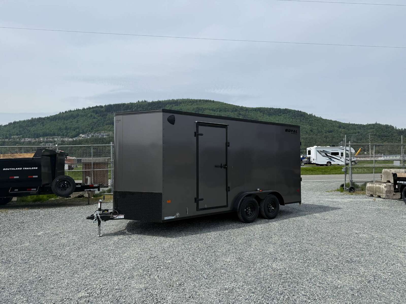 Photo of 2026 Royal 7.5X16 Cargo / Enclosed Trailer Camping Package w/ Window & Power Port RAMP DOOR EXTRA HEIGHT Charcoal Grey 7700lb GVW
