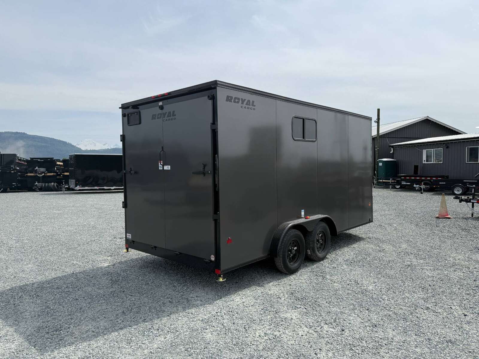 Photo of 2026 Royal 7.5X16 Cargo / Enclosed Trailer Camping Package w/ Window & Power Port RAMP DOOR EXTRA HEIGHT Charcoal Grey 7700lb GVW
