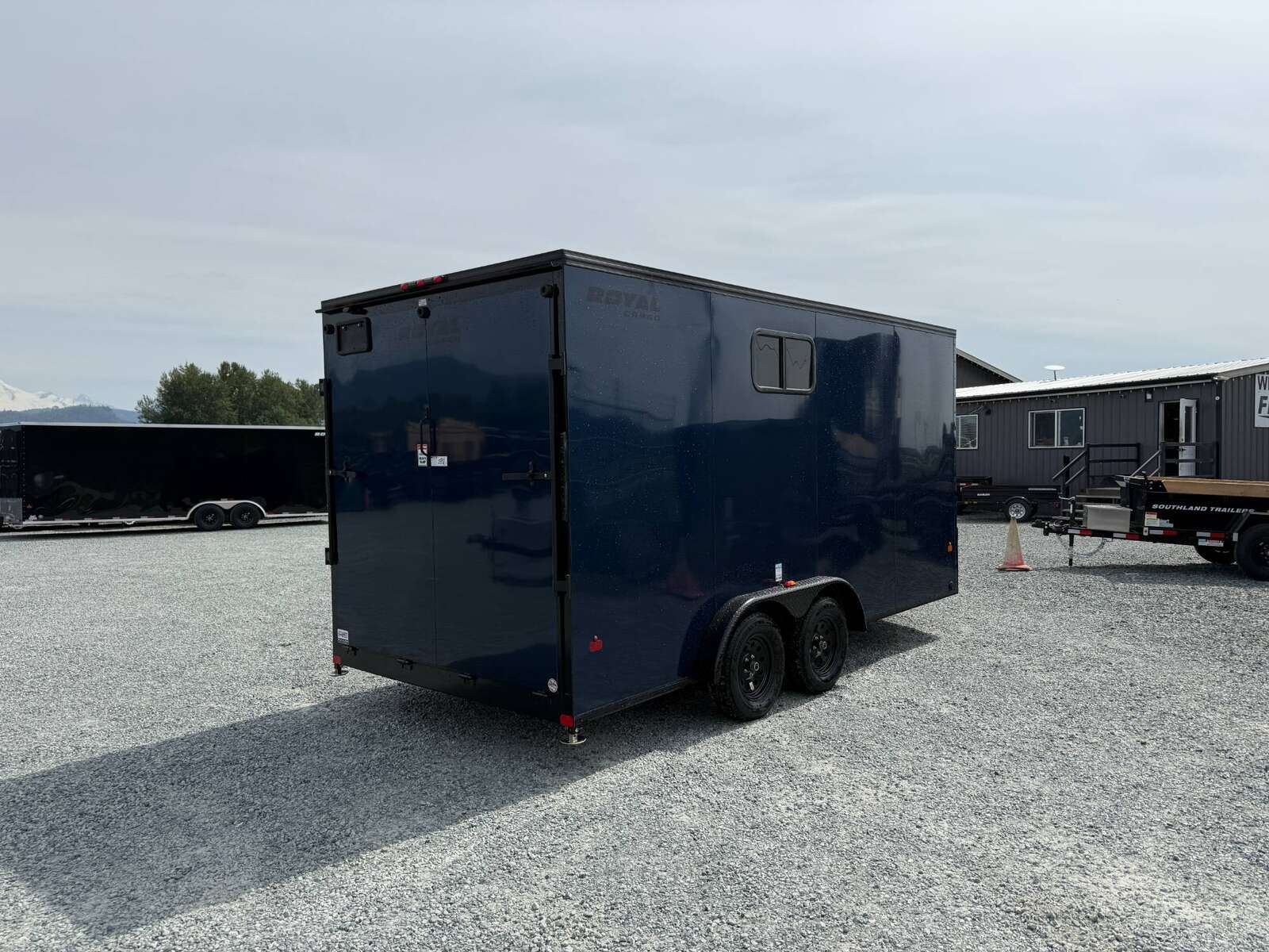 Photo of 2026 Royal 7.5X16 Cargo / Enclosed Trailer Camping Package w/ Window & Power Port RAMP DOOR EXTRA HEIGHT Blue 7700lb GVW