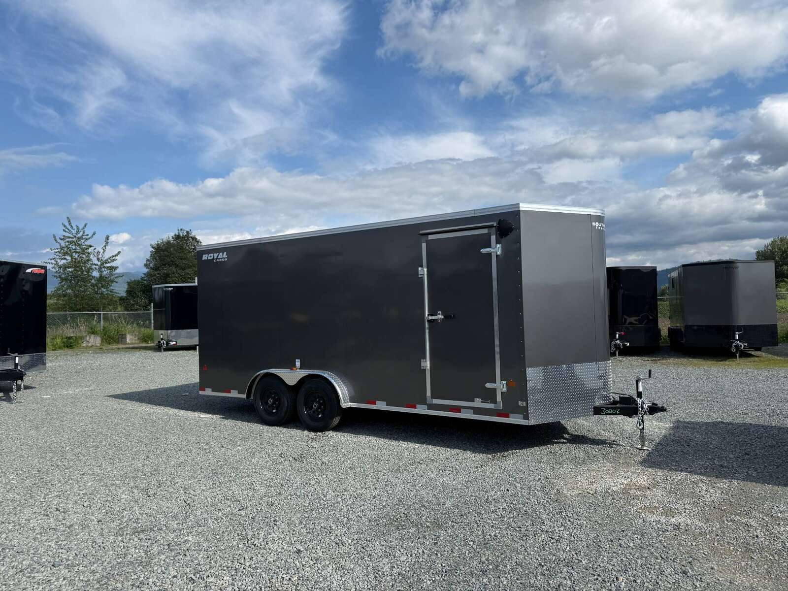 Photo of 2026 Royal 7.5x18 Cargo Enclosed Trailer Heavy Duty 11400lb GVW w/ Ramp Door Charcoal Grey