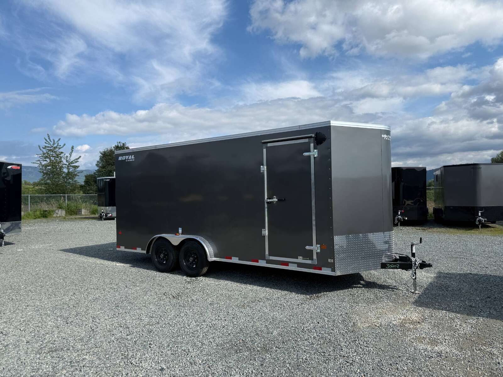 Photo of 2026 Royal 7.5x18 Cargo Enclosed Trailer Heavy Duty 11400lb GVW w/ Ramp Door Charcoal Grey