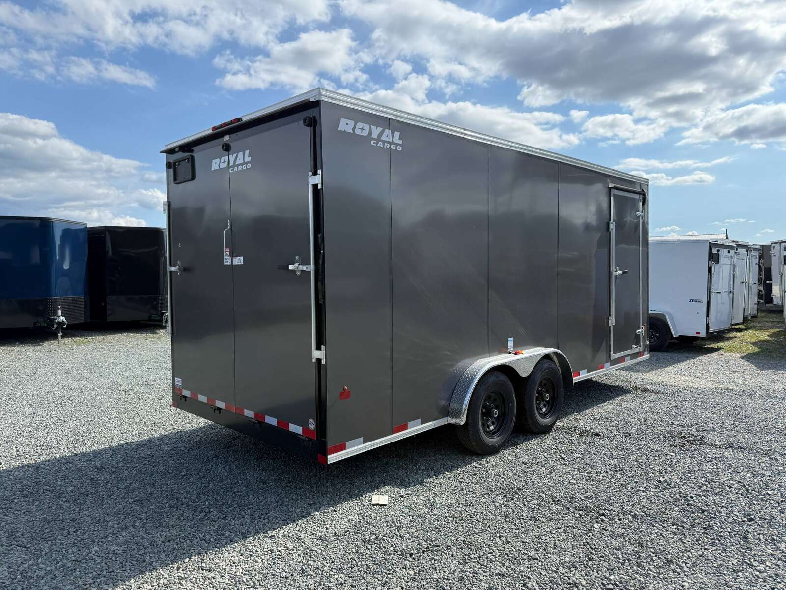 Photo of 2026 Royal 7.5x18 Cargo Enclosed Trailer Heavy Duty 11400lb GVW w/ Ramp Door Charcoal Grey