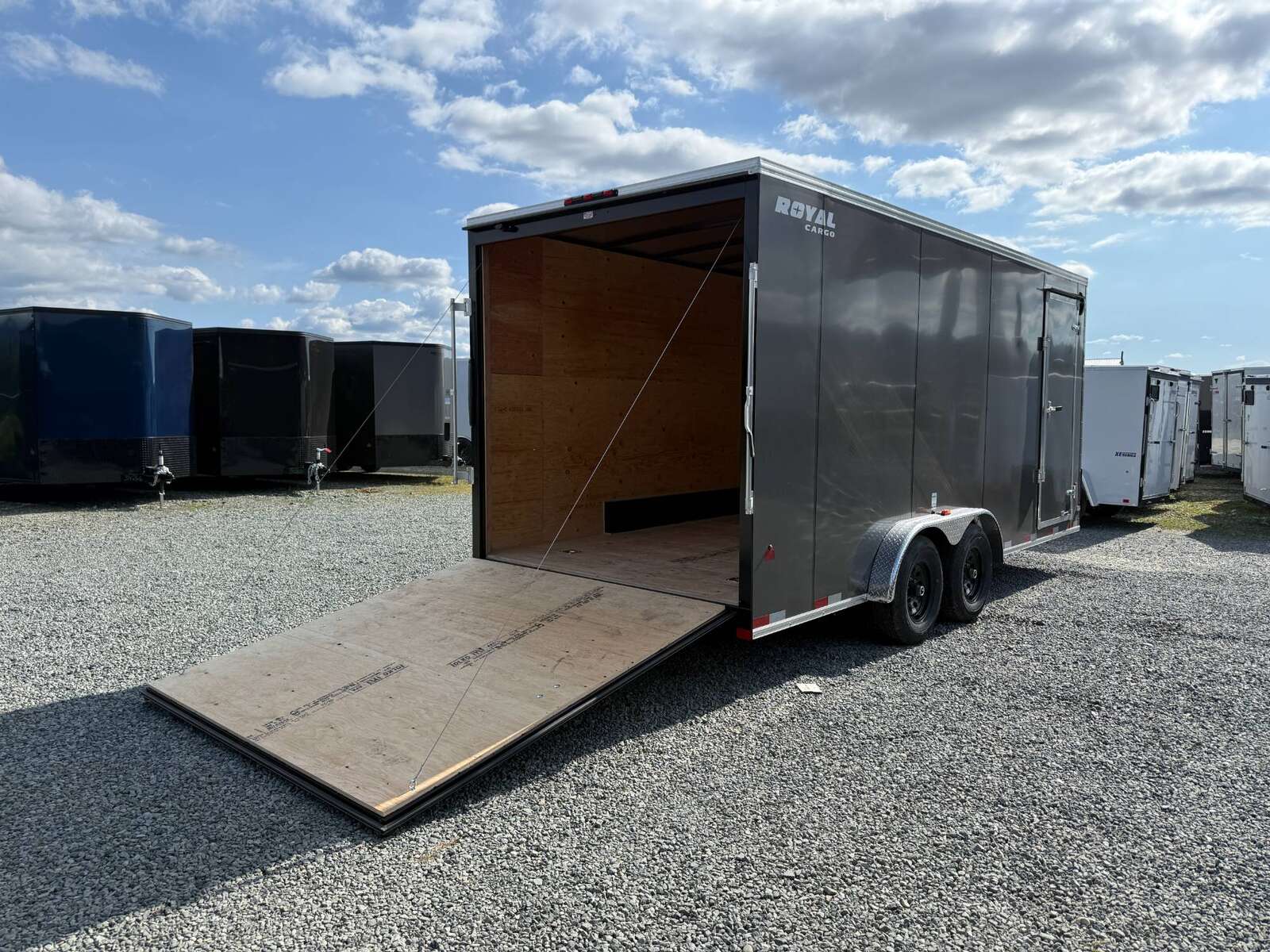 Photo of 2026 Royal 7.5x18 Cargo Enclosed Trailer Heavy Duty 11400lb GVW w/ Ramp Door Charcoal Grey