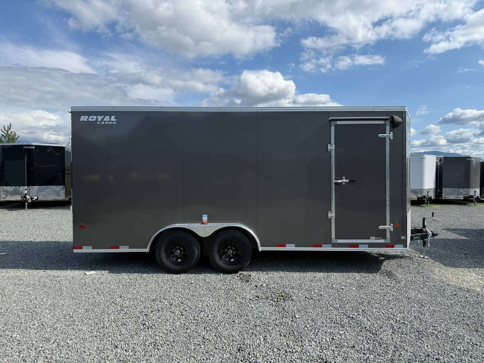 Photo of 2026 Royal 7.5x18 Cargo Enclosed Trailer Heavy Duty 11400lb GVW w/ Ramp Door Charcoal Grey