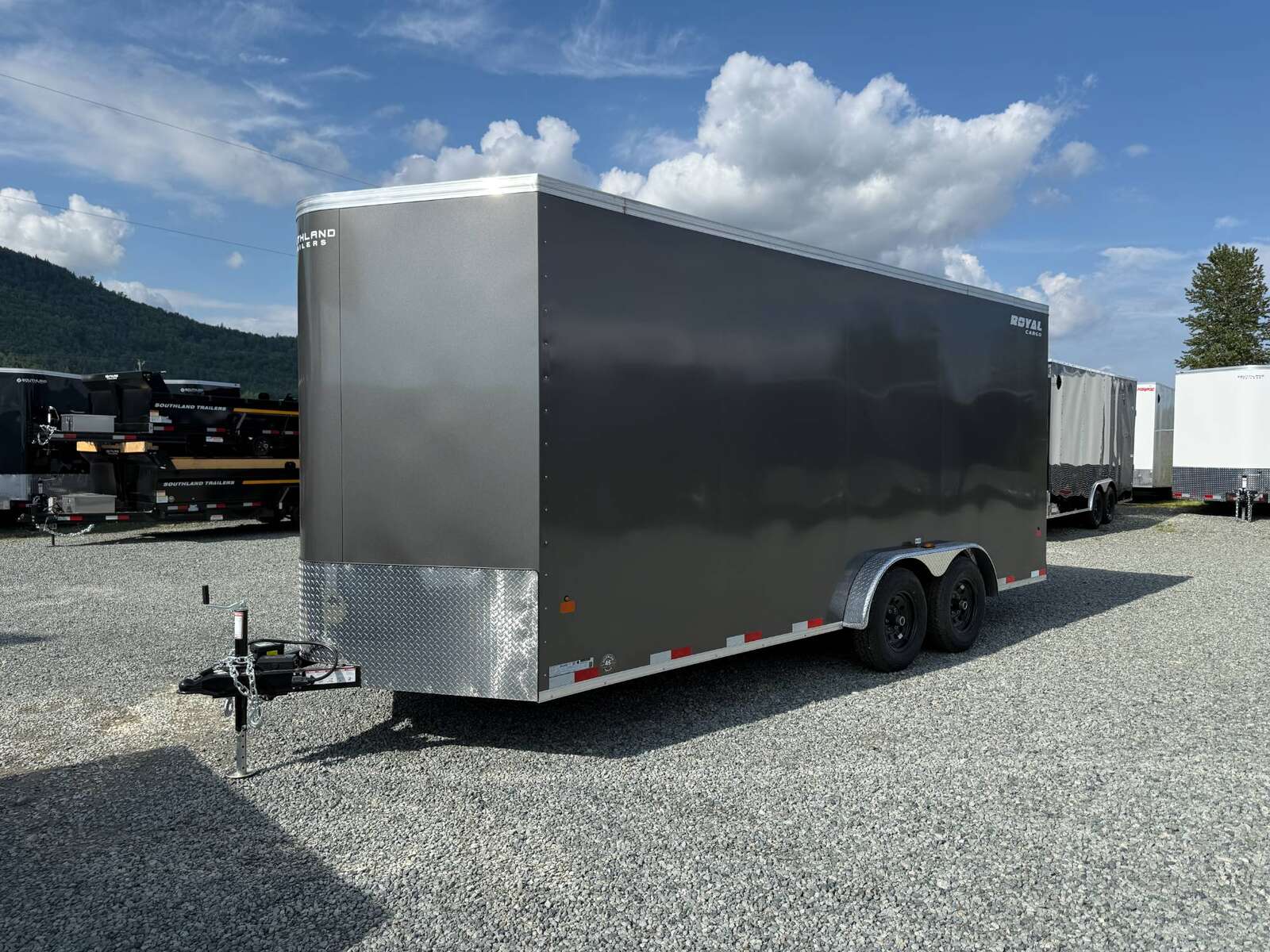 Photo of 2026 Royal 7.5x18 Cargo Enclosed Trailer Heavy Duty 11400lb GVW w/ Ramp Door Charcoal Grey
