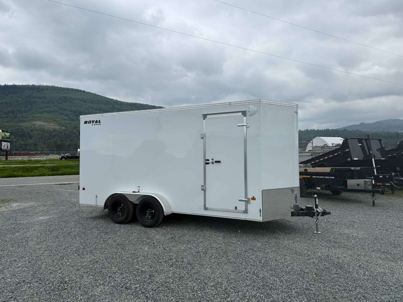 Photo of 2026 Royal 7x16 Enclosed Cargo Trailer V Nose Barn Doors White 7700lb GVW Extra Height