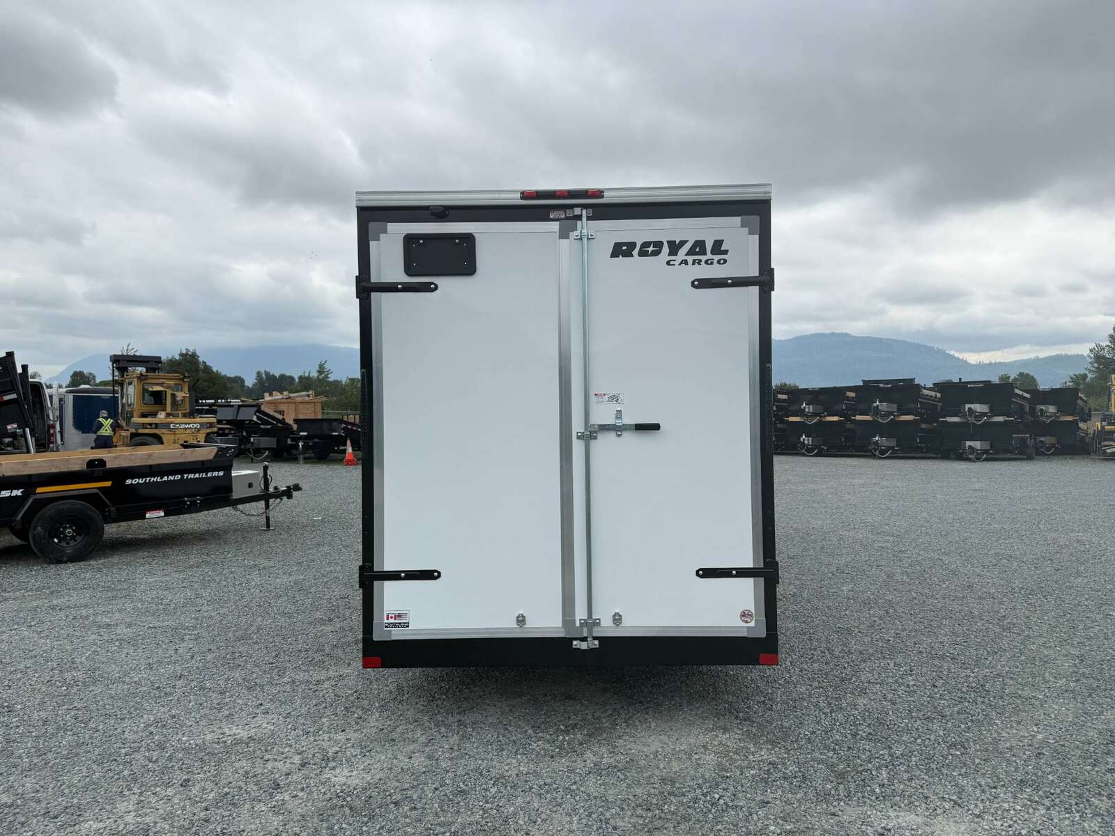 Photo of 2026 Royal 7x16 Enclosed Cargo Trailer V Nose Barn Doors White 7700lb GVW Extra Height