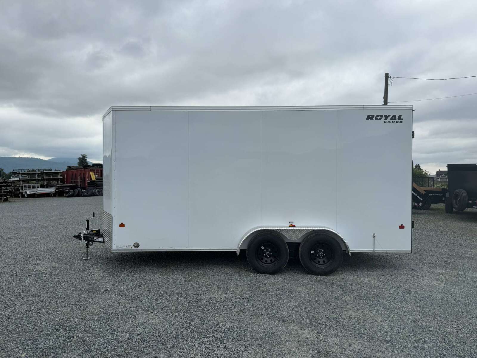 Photo of 2026 Royal 7x16 Enclosed Cargo Trailer V Nose Barn Doors White 7700lb GVW Extra Height