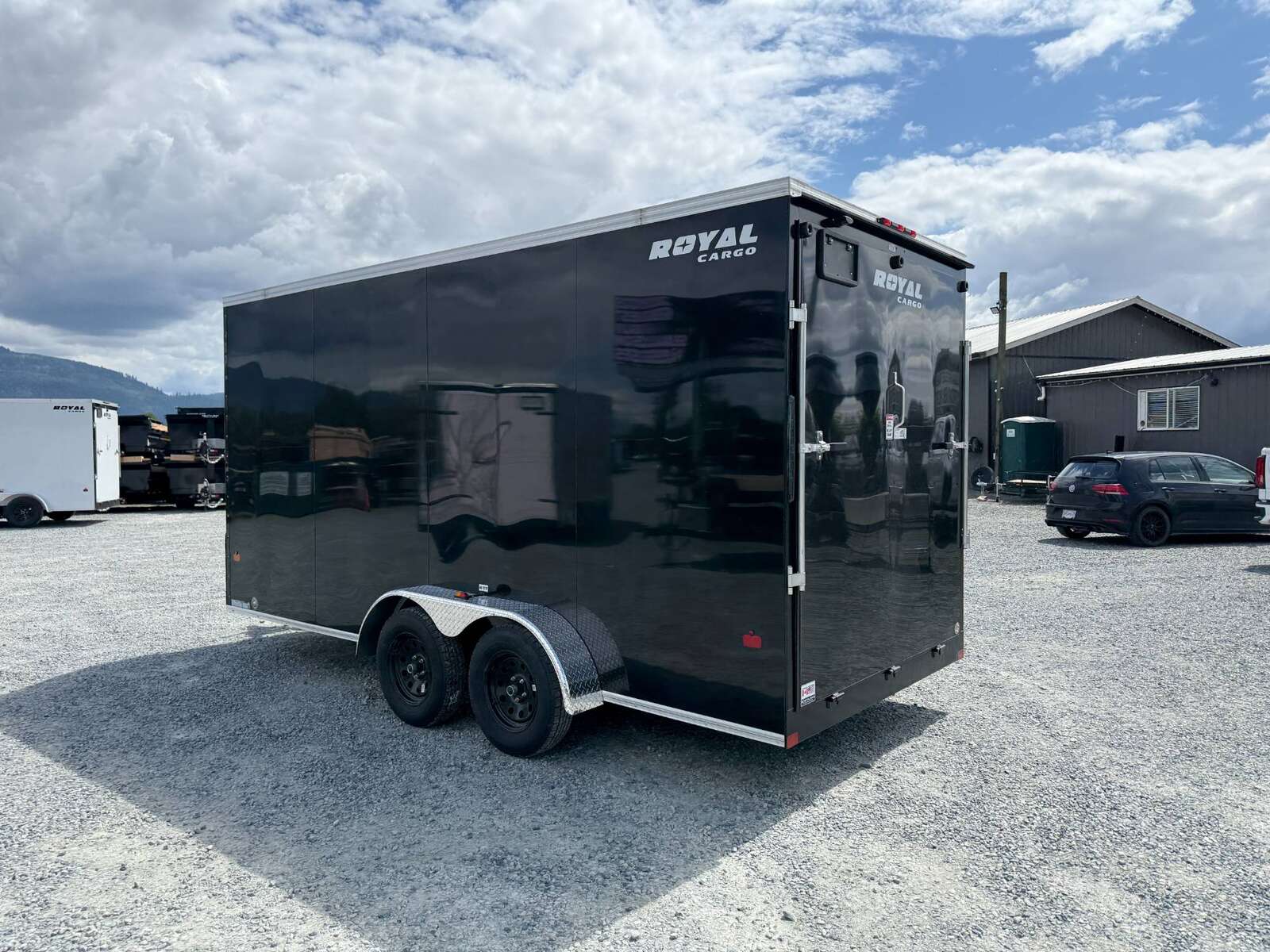 Photo of 2026 Royal 7x16 Enclosed Cargo Trailer V Nose Ramp Door Black 7700lb GVW Extra Height