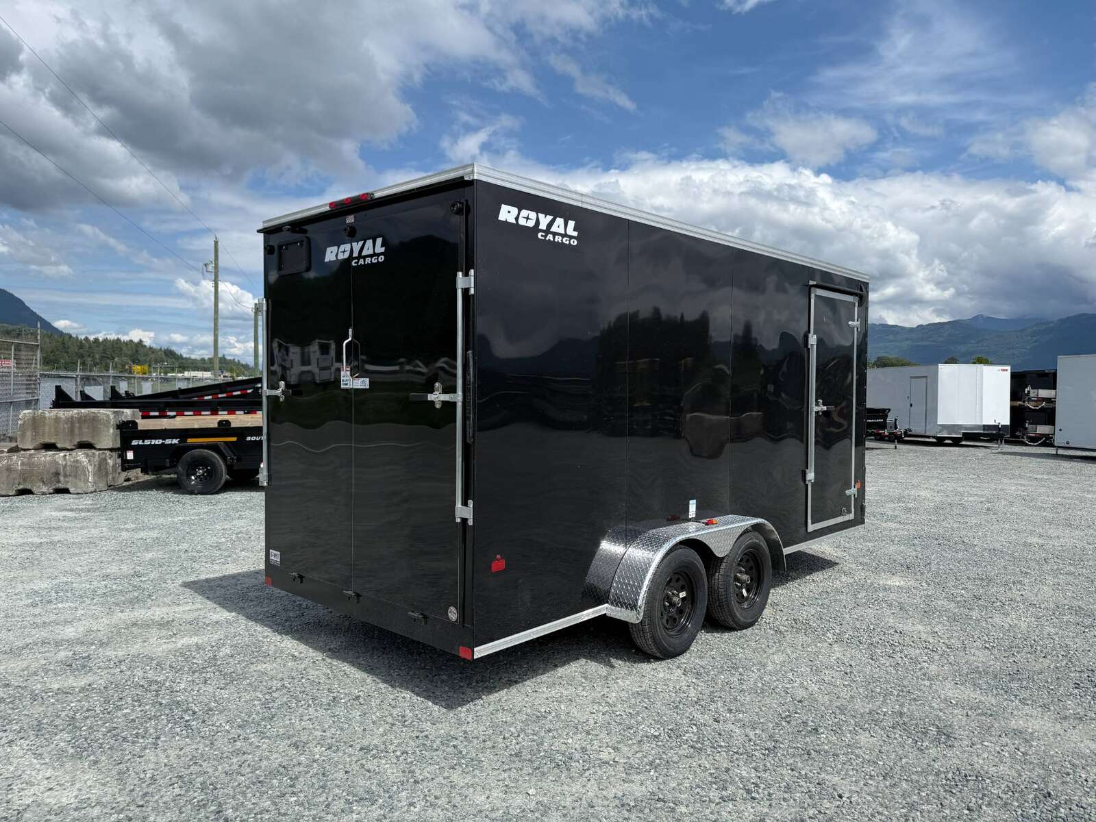 Photo of 2026 Royal 7x16 Enclosed Cargo Trailer V Nose Ramp Door Black 7700lb GVW Extra Height