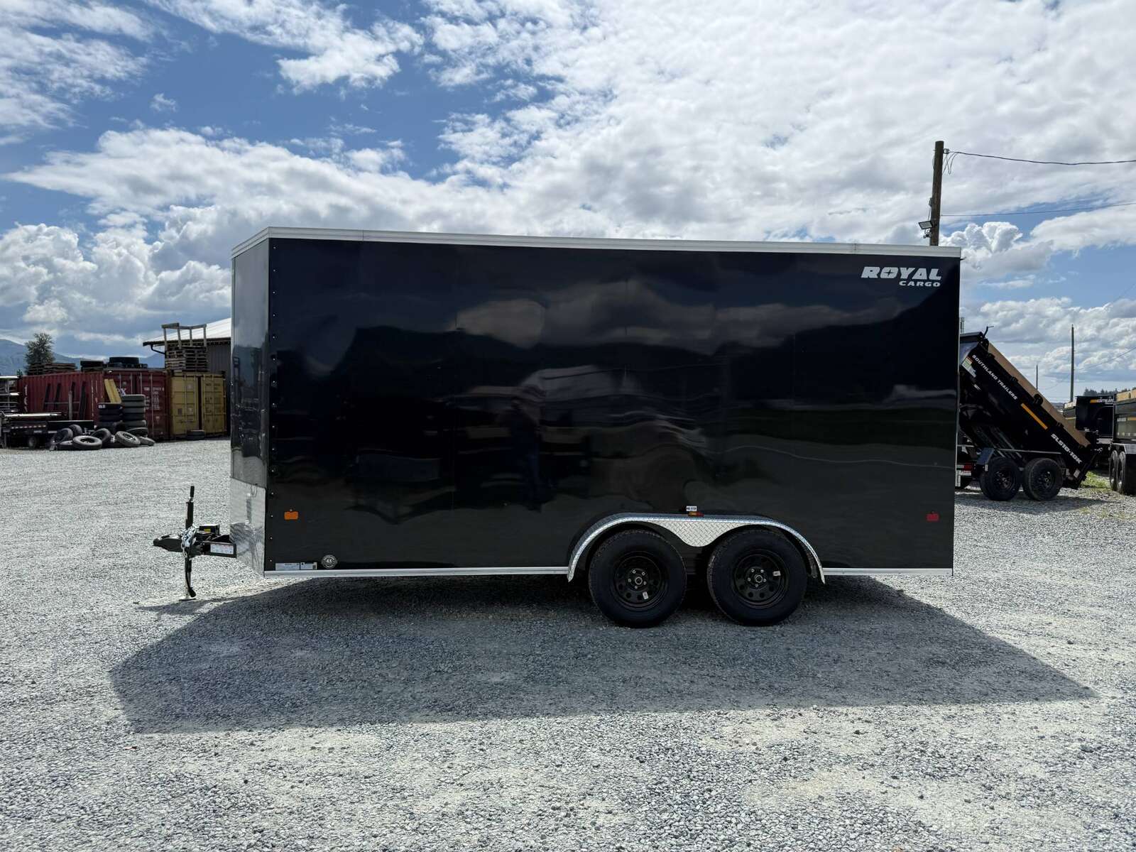 Photo of 2026 Royal 7x16 Enclosed Cargo Trailer V Nose Ramp Door Black 7700lb GVW Extra Height