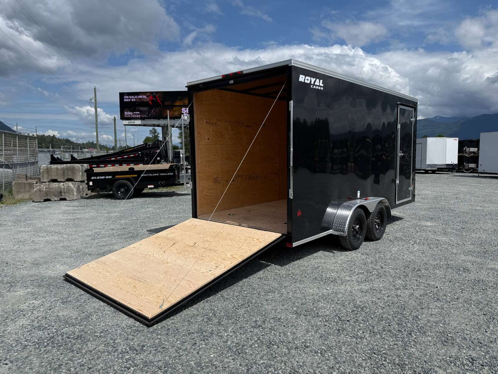 Photo of 2026 Royal 7x16 Enclosed Cargo Trailer V Nose Ramp Door Black 7700lb GVW Extra Height