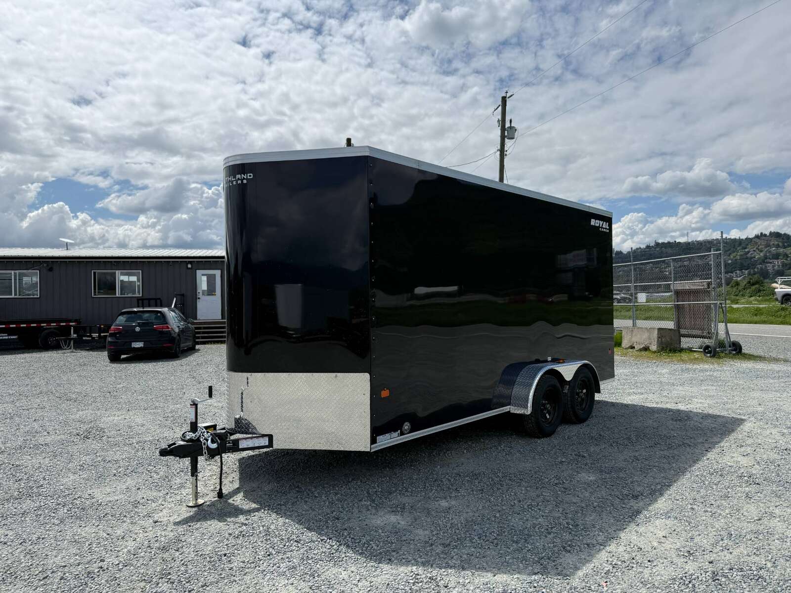 Photo of 2026 Royal 7x16 Enclosed Cargo Trailer V Nose Ramp Door Black 7700lb GVW Extra Height