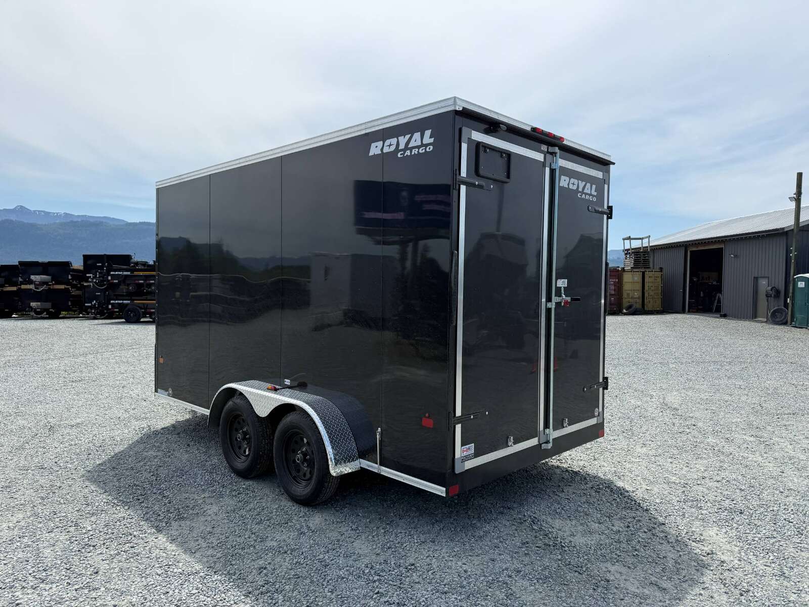 Photo of 2026 Royal Cargo 7X14 V Nose 7700LB GVW BARN DOORS Black Enclosed Cargo Trailer Extra Tall