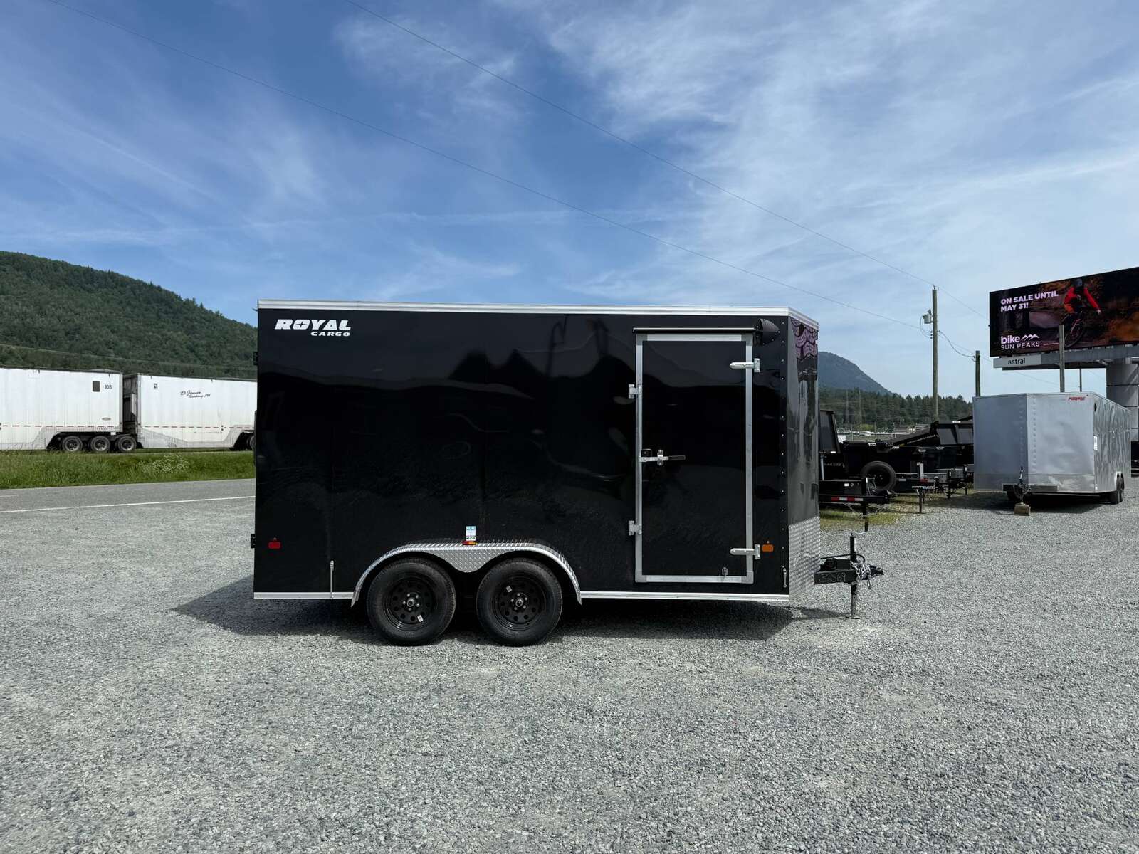 Photo of 2026 Royal Cargo 7X14 V Nose 7700LB GVW BARN DOORS Black Enclosed Cargo Trailer Extra Tall