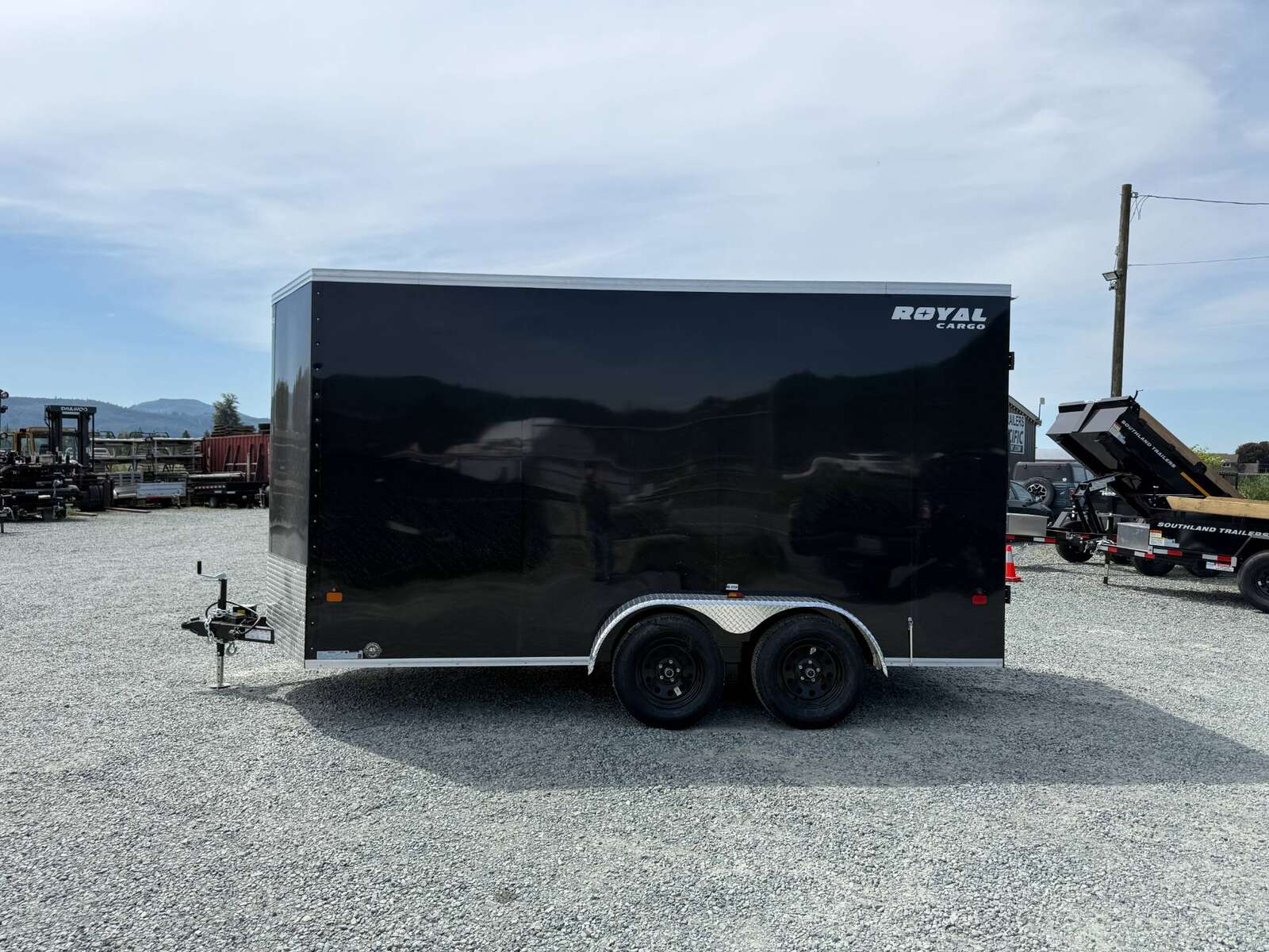 Photo of 2026 Royal Cargo 7X14 V Nose 7700LB GVW BARN DOORS Black Enclosed Cargo Trailer Extra Tall