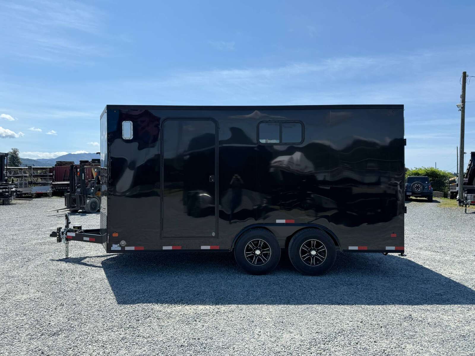 Photo of 2026 Royal 8.5x16 V Nose Cargo Enclosed Trailer Camping Package Black w/ Blackout Pkg, Ramp Door, White Walls, 2x Windows & More!