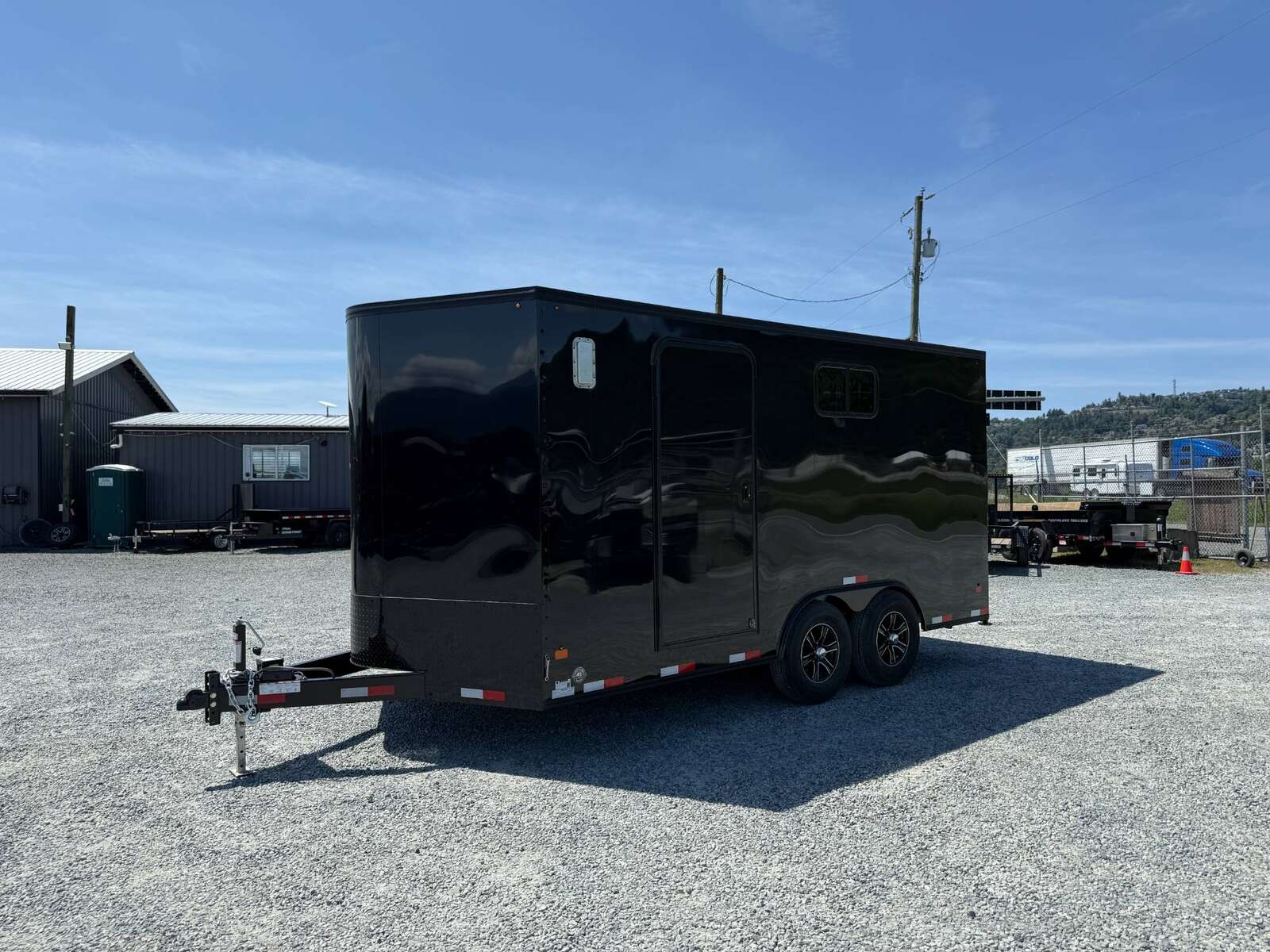 Photo of 2026 Royal 8.5x16 V Nose Cargo Enclosed Trailer Camping Package Black w/ Blackout Pkg, Ramp Door, White Walls, 2x Windows & More!