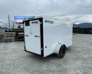 Thumbnail Photo of 2026 Royal Cargo 5x10 Cargo Enclosed Trailer V Nose Ramp Door Charcoal White