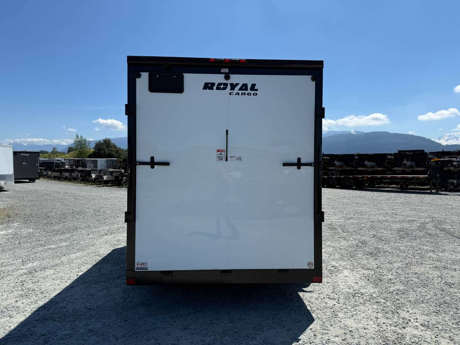 Photo of 2026 Royal 7x14 V Nose Cargo / Enclosed Trailer Extra Height Ramp Door White w/ Blackout Trim Package 7700lb GVW