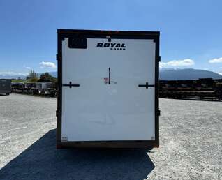 Thumbnail Photo of 2026 Royal 7x14 V Nose Cargo / Enclosed Trailer Extra Height Ramp Door White w/ Blackout Trim Package 7700lb GVW