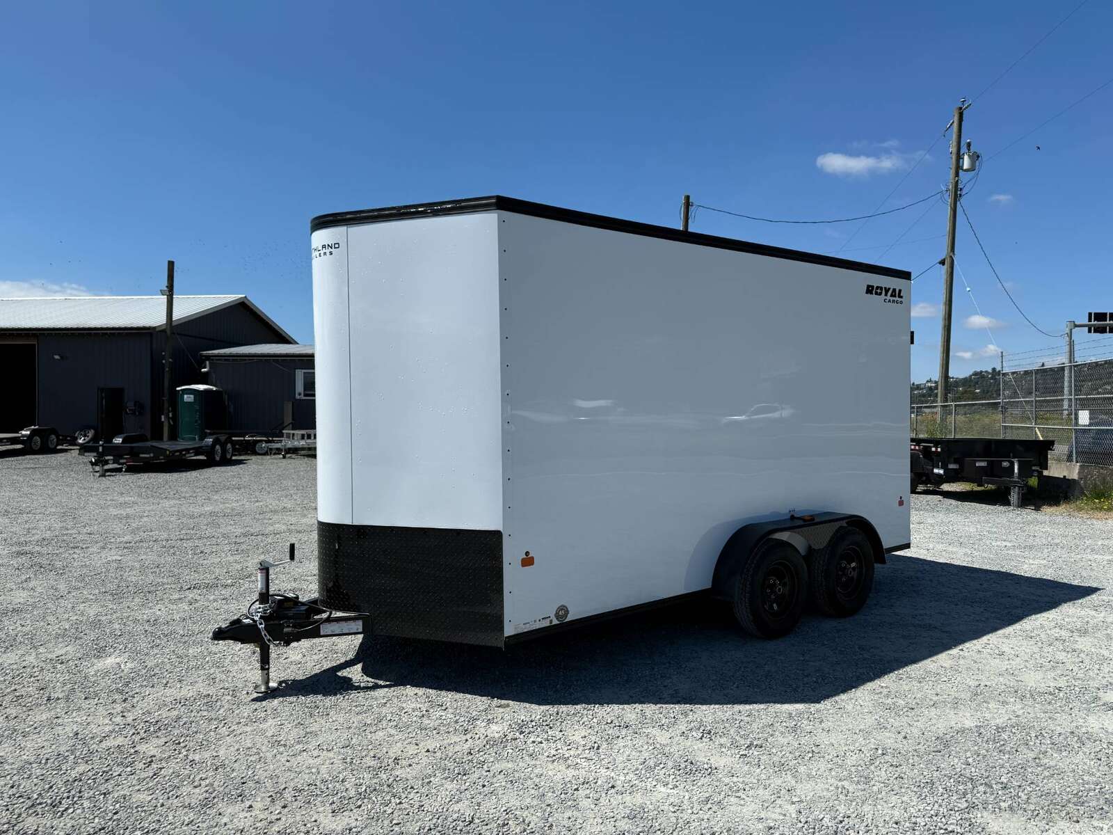 Photo of 2026 Royal 7x14 V Nose Cargo / Enclosed Trailer Extra Height Ramp Door White w/ Blackout Trim Package 7700lb GVW