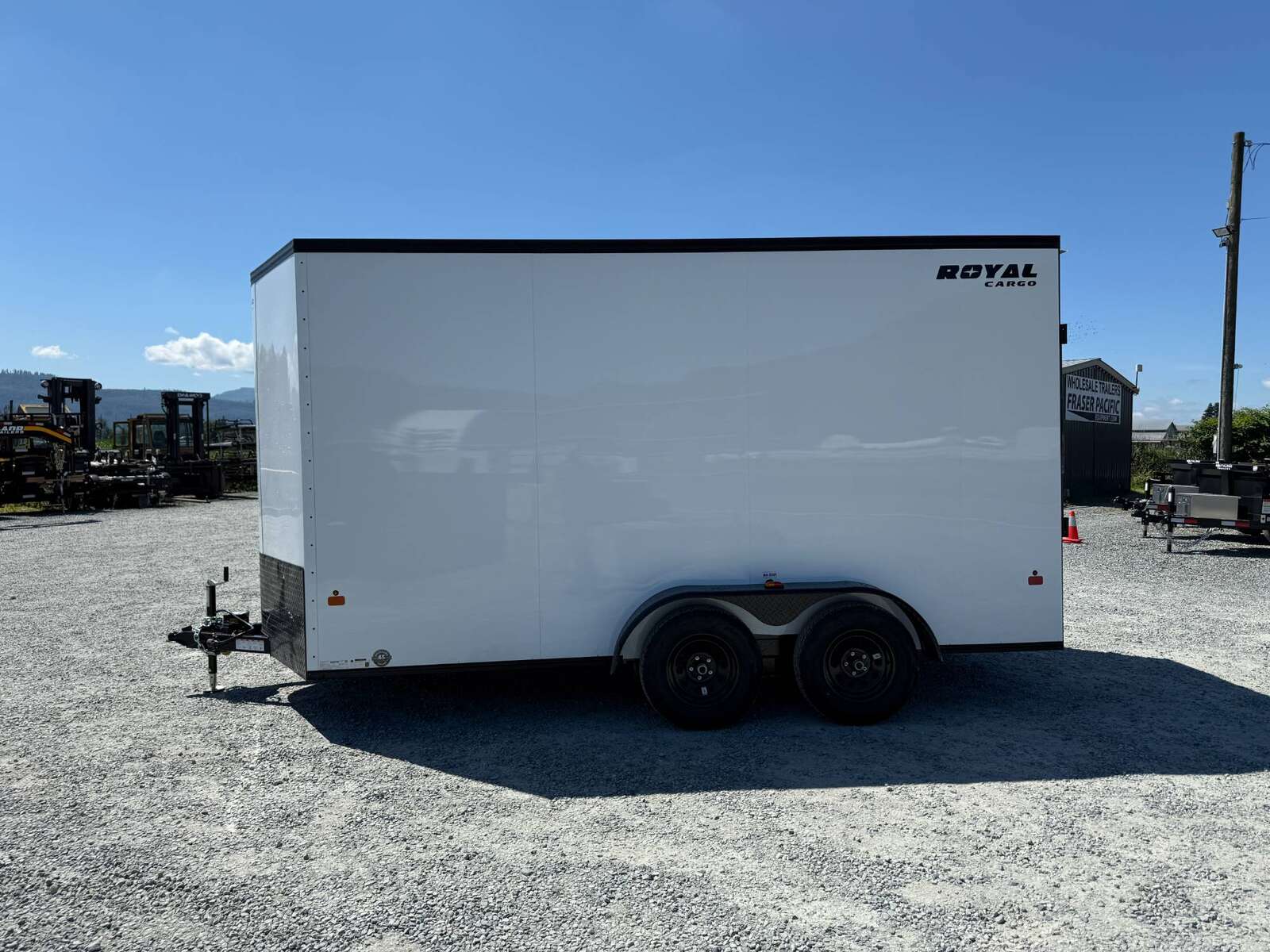 Photo of 2026 Royal 7x14 V Nose Cargo / Enclosed Trailer Extra Height Ramp Door White w/ Blackout Trim Package 7700lb GVW
