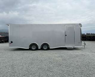 Thumbnail Photo of 2026 ALCOM ALUMINUM 8.5x24 CAR TRAILER 9900lb GVW SILVER LARGE ESCAPE SIDE DOOR CARGO ENCLOSED