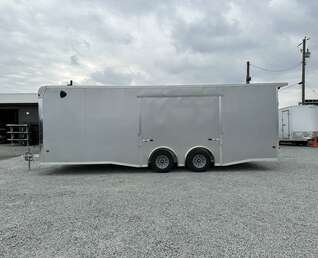 Thumbnail Photo of 2026 ALCOM ALUMINUM 8.5x24 CAR TRAILER 9900lb GVW SILVER LARGE ESCAPE SIDE DOOR CARGO ENCLOSED