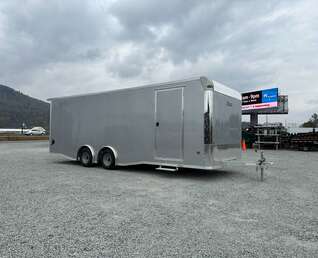 Thumbnail Photo of 2026 ALCOM ALUMINUM 8.5x24 CAR TRAILER 9900lb GVW SILVER LARGE ESCAPE SIDE DOOR CARGO ENCLOSED